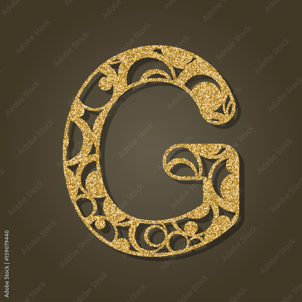 Golden letter G is for laser cutting. English alphabet. Vector ...