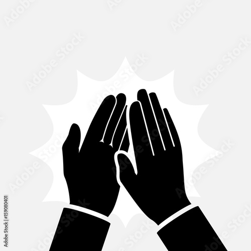 Clapping hands icon silhouette. Applause clap pictogram hands. Vector illustration flat design. Isolated on background. Gesture bravo.