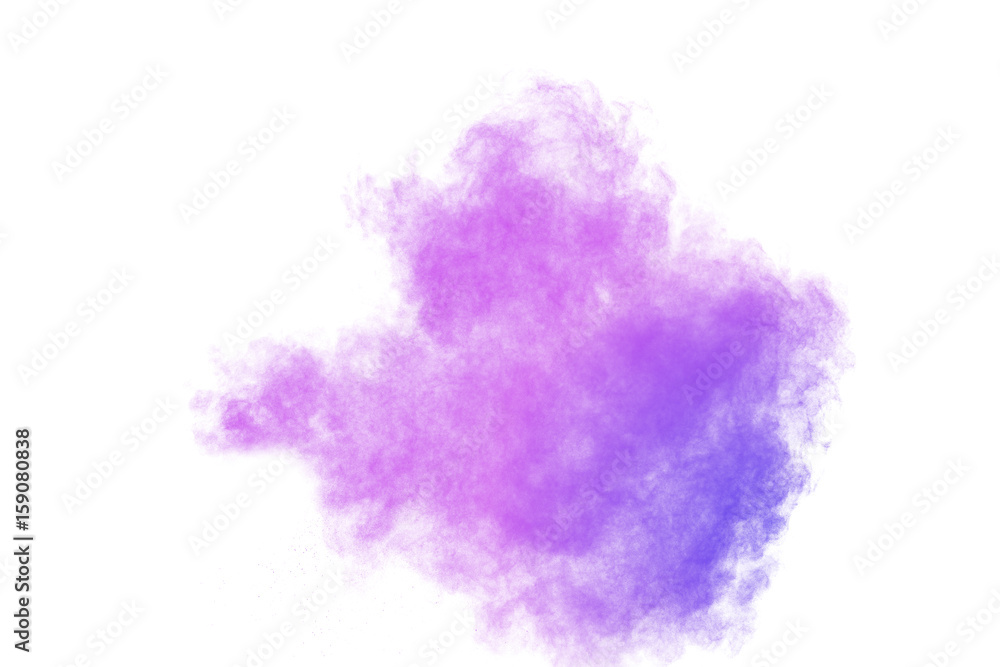 ,Freeze motion of purple color powder exploding