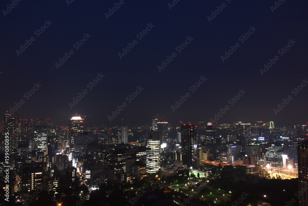 日本・東京の都市景観（晴海ふ頭やお台場などを望む）