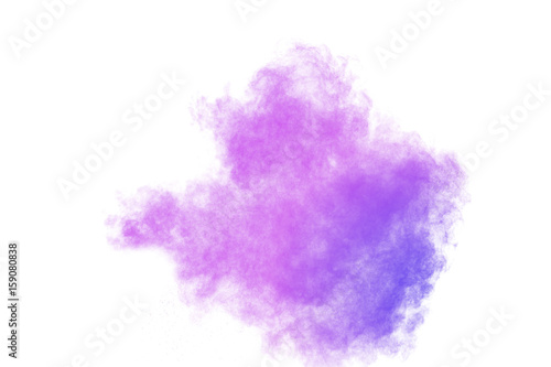 ,Freeze motion of purple color powder exploding