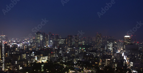 日本の東京都市風景・夜景（東京スカイツリー方向や汐留、晴海などを望む）