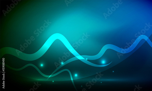 Glowing magic wave line with light effects in darkness