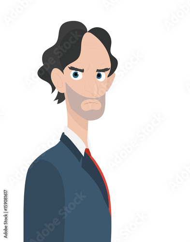 Businessman angry boss character isolated. Art cartoon design vector illustration