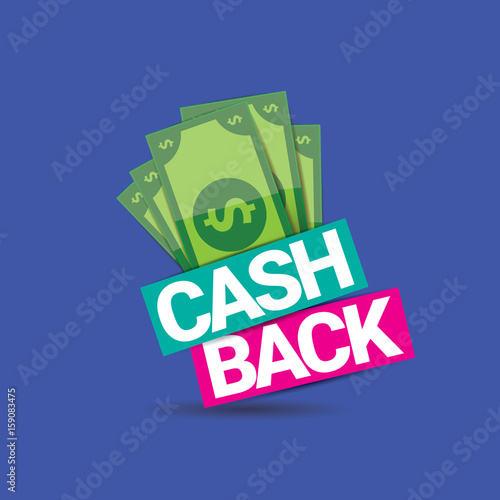 vector cash back icon isolated on blue background.