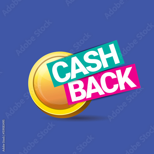 vector cash back icon isolated on blue background.