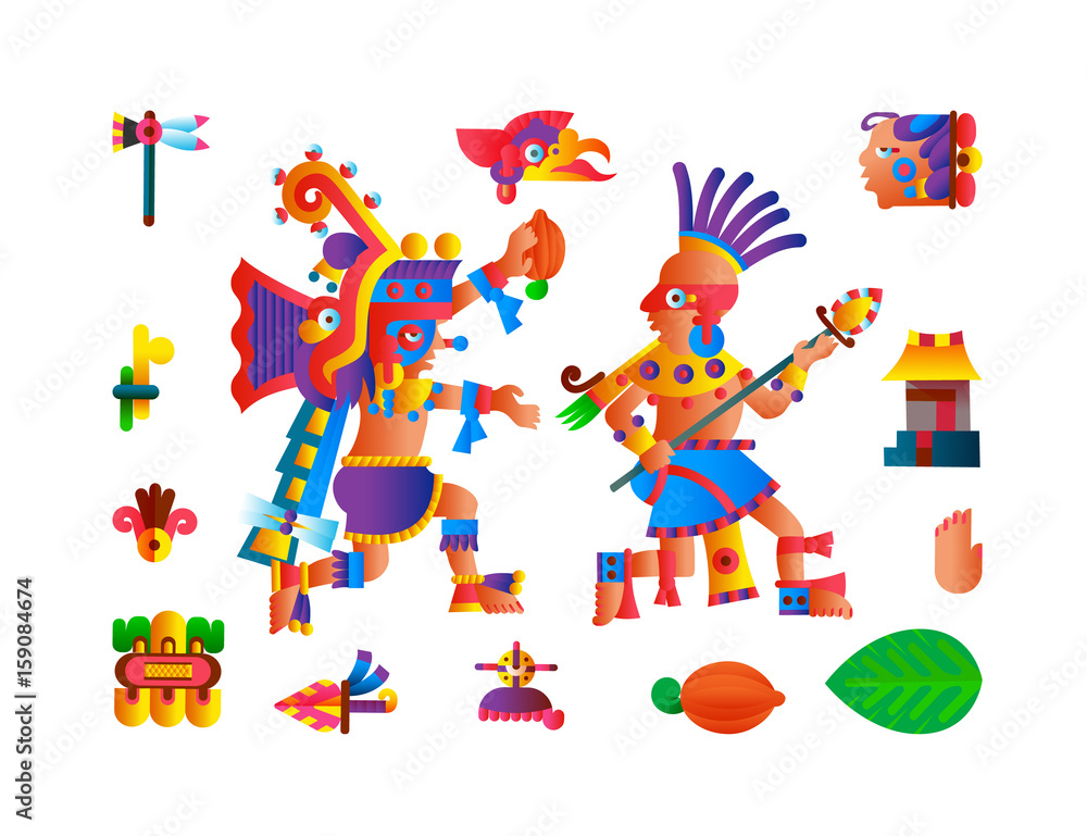 Fototapeta premium Vector illustration aztec cacao pattern for chocolate package design.