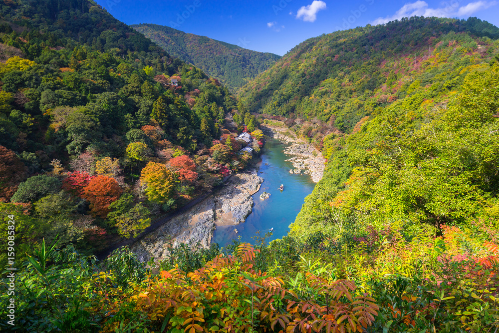 Autumn at Arashiyama view point and Hozu river, Japan