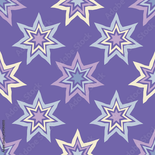 Seamless background with decorative stars. Vector illustration. Textile rapport.  