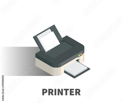 Printer icon, vector symbol in isometric 3D style isolated on white background.