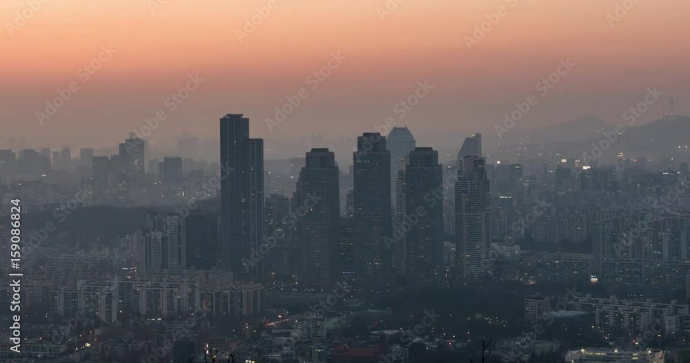 Skyscrapers and skyline in Seoul, South Korea at sunset. Skyscrapers and skyline in Seoul, South Korea at sunset.