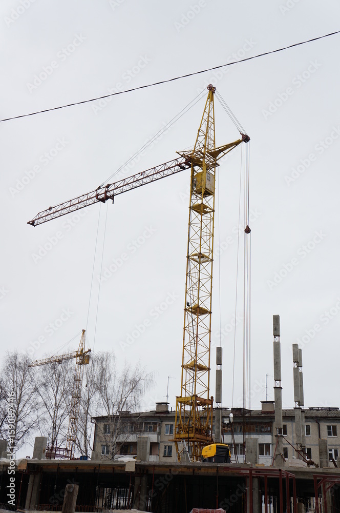 Tower crane at the city hall of a residential building