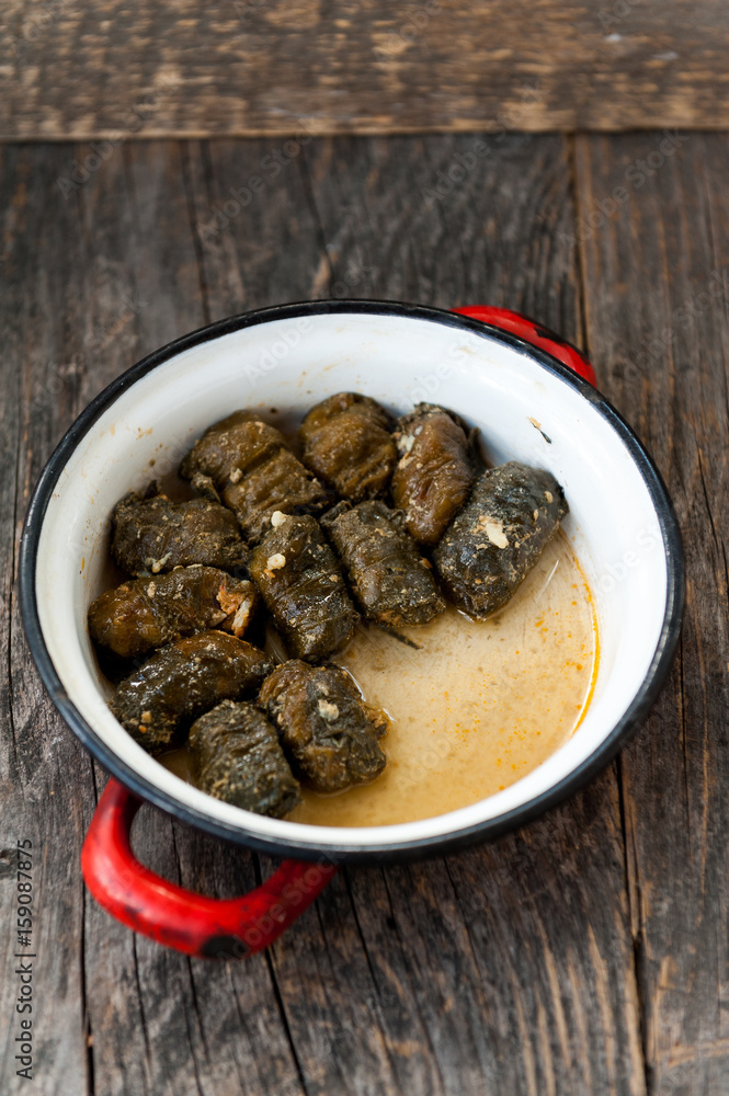 Mince rolls with rice wrapped in nettle leaf Mince rolls with rice wrapped in nettle leaf