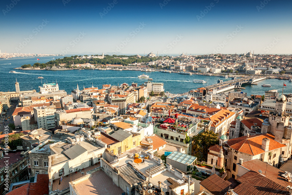 Turkey, Istanbul, view of the city and the bay from the height