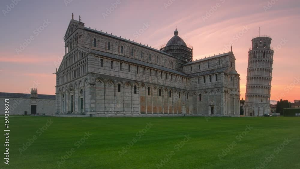 leaning tower of pisa timelapse at sunrise no people leaning tower of pisa timelapse at sunrise no people