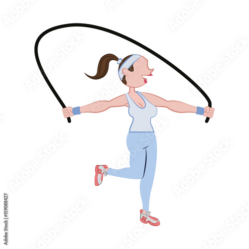 Woman doing aerobics icon vector illustration graphic design