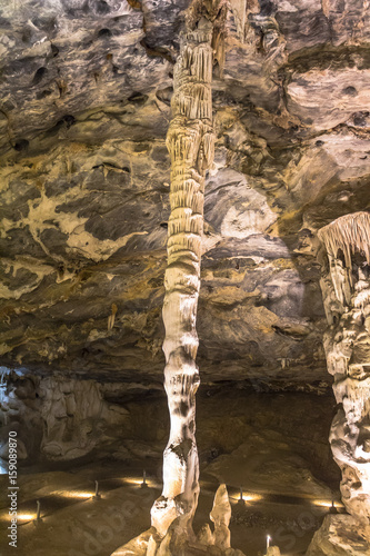 Huge stalagmites inside Cango Caves in Karoo desert photo