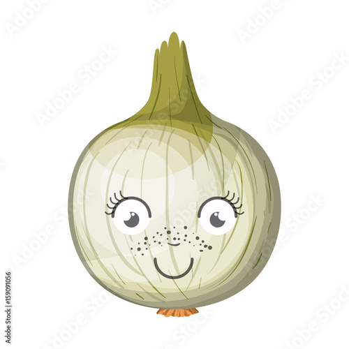 white background with animated onion vector illustration