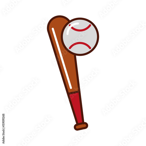 brightly baseball ball and bat vector grpahic design