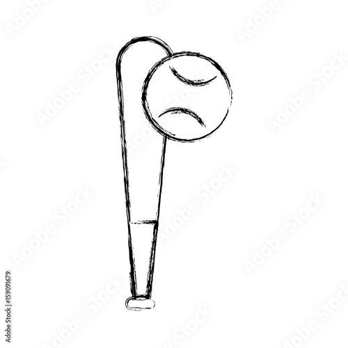sketch draw baseball ball and bat vector grpahic design