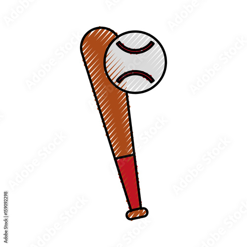 scribble baseball ball and bat vector grpahic design