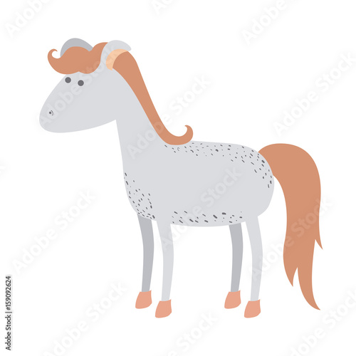 light colors of cartoon horse with freckles and standing vector illustration