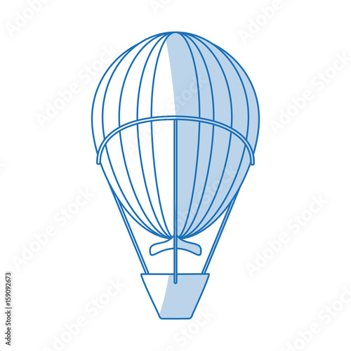 Flat line monocromatic hot air ballon over white background vector illustration