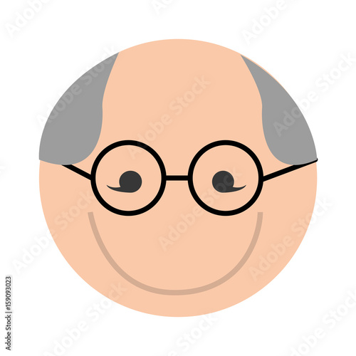 cute round grandfather man face cartoon vector graphic design