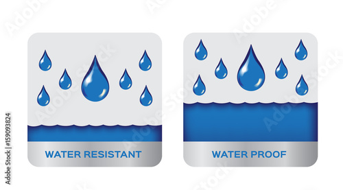 Water resistant and proof logo , icon vector . blue version