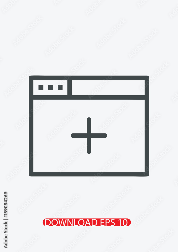 Add browser tab icon, Vector Add browser tab icon, Vector