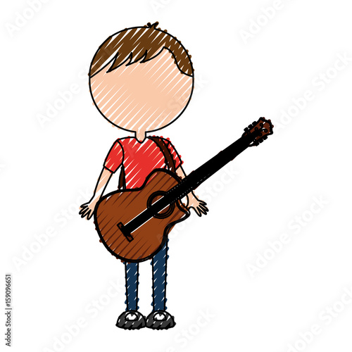 scribble faceless guitar man cartoon vector graphic design