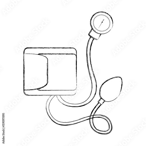 sketch draw blood plessure apparatus cartoon vector graphic design