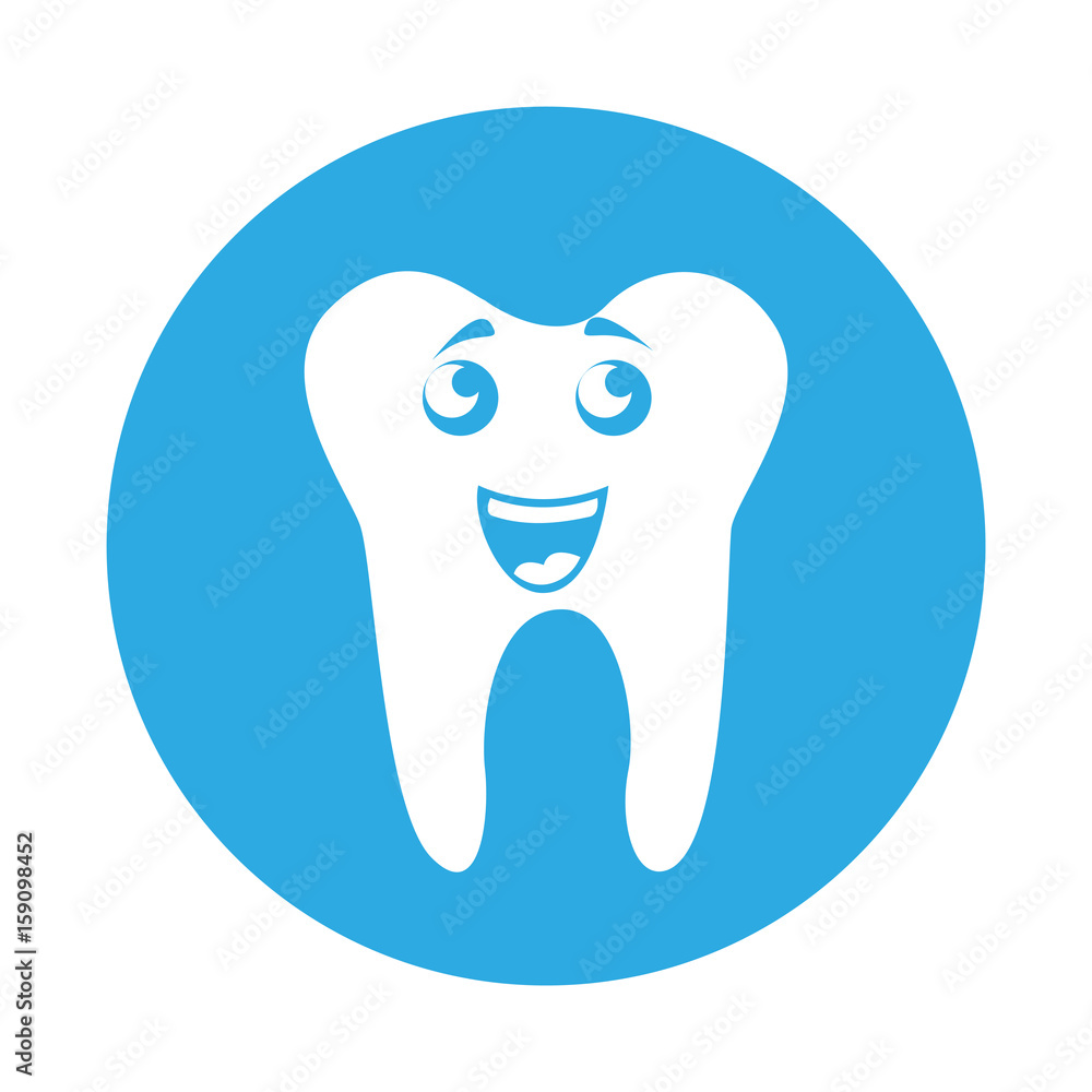 round icon blue cute smile tooth cartoon vector graphic design round icon blue cute smile tooth cartoon vector graphic design