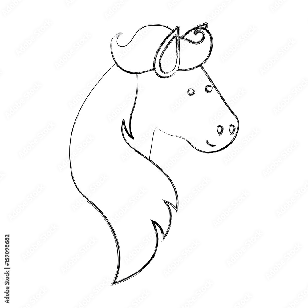 monochrome blurred silhouette of face side view of horse with long mane vector illustration monochrome blurred silhouette of face side view of horse with long mane vector illustration