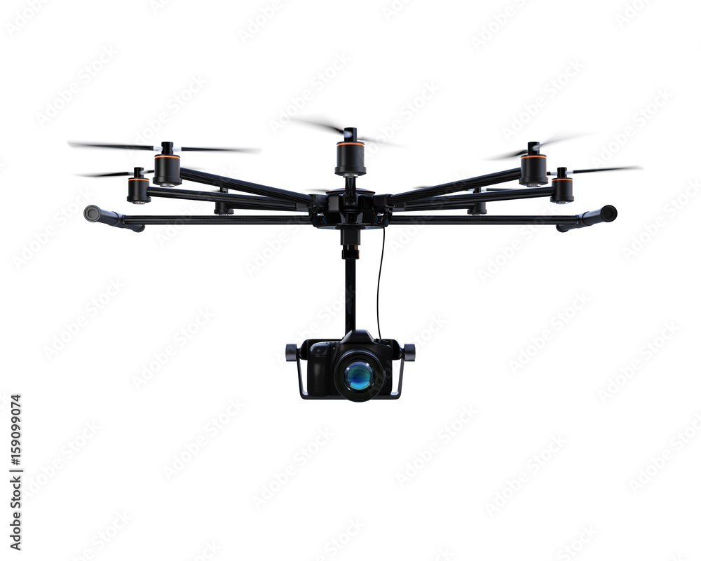 Front view of octocopter isolated on white background. 3D rendering image Front view of octocopter isolated on white background. 3D rendering image