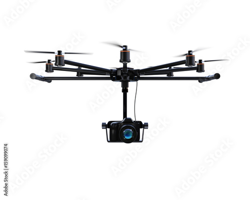 Front view of octocopter isolated on white background. 3D rendering image