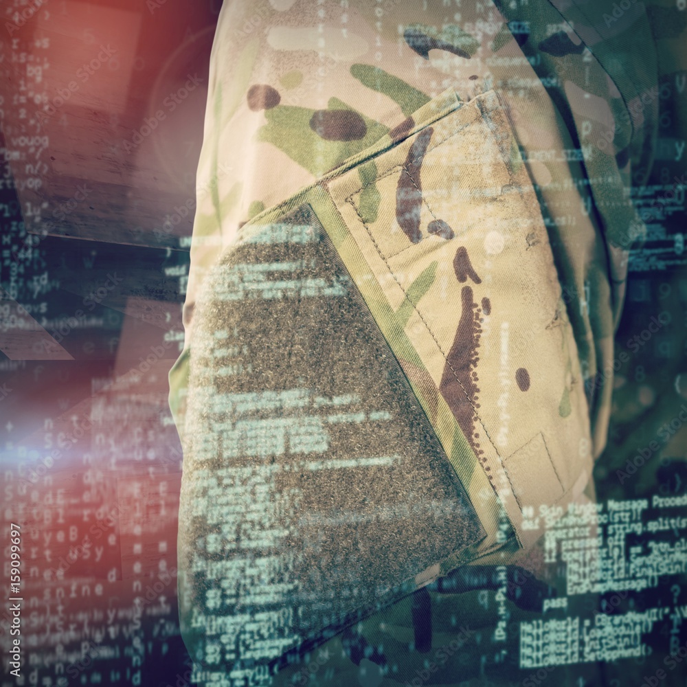 Obraz premium Composite image of mid section of soldier in uniform