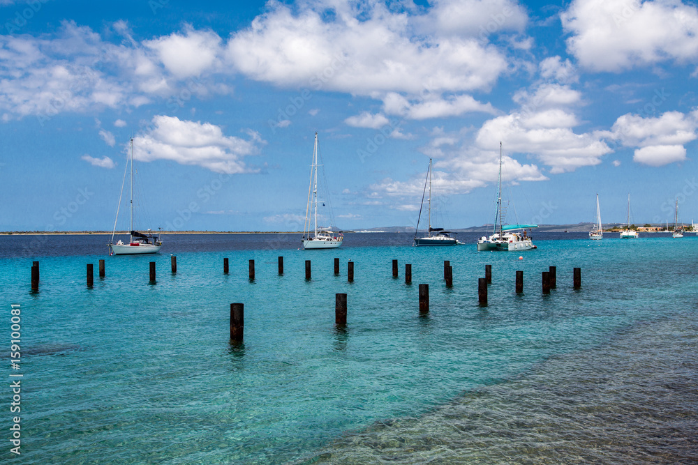 Sailboats Moored in Bonaire