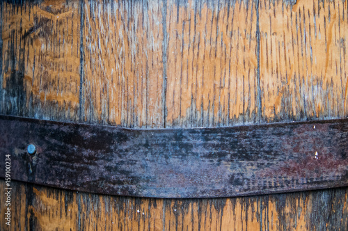 Close Up of Metal Hoop on Bourbon Barrel