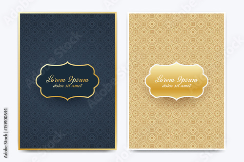 Vector template for brochure, Leaflet, flyer, advert, cover, catalog, poster, magazine or annual report. Ramadan Kareem background. Golden moon. Eid Mubarak celebration. Vector illustration.