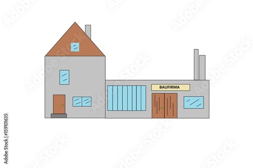 Grafik von Haus und Baufirma