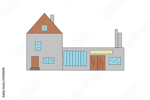 Grafik von Haus und Werkstatt