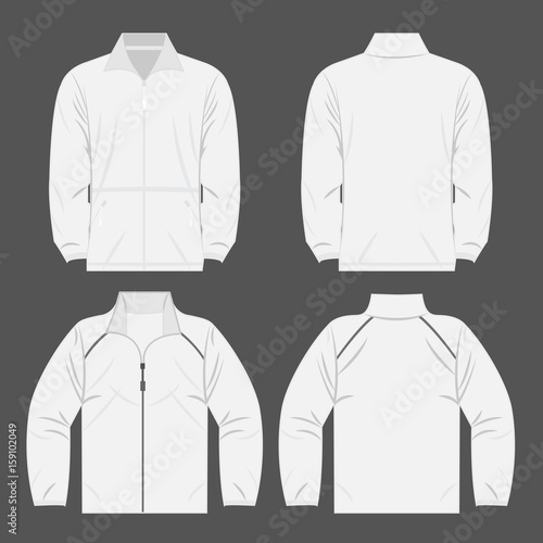 white color autumn fleece jacket and sport jacket set isolated vector