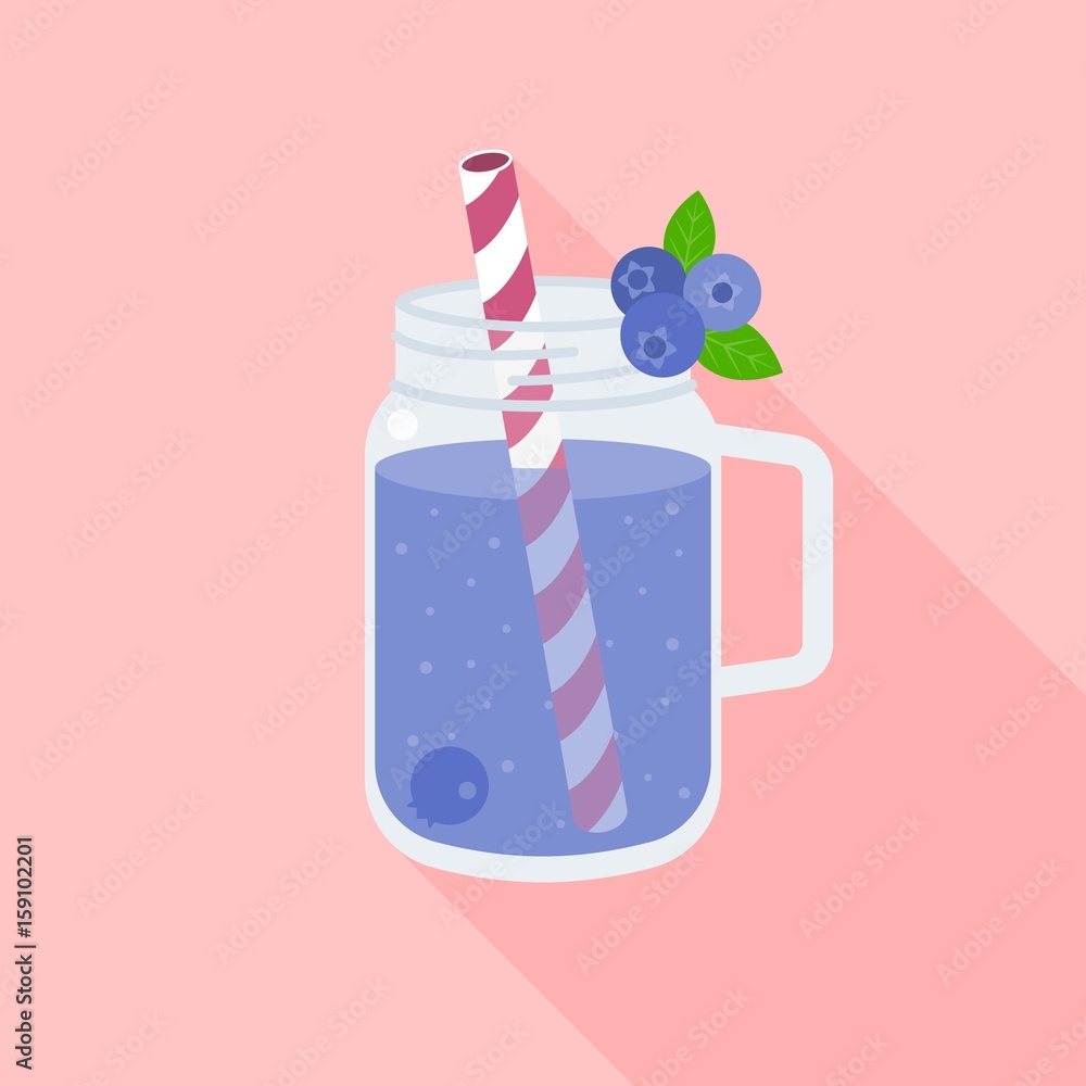 blueberry smoothie in mason jar, flat design vector blueberry smoothie in mason jar, flat design vector