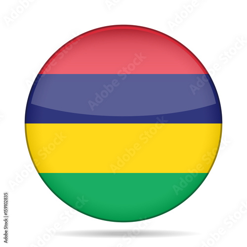 Flag of Mauritius. Shiny round button.