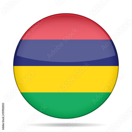 Free Download Flag of Mauritius. Shiny round button. - GFXLoad