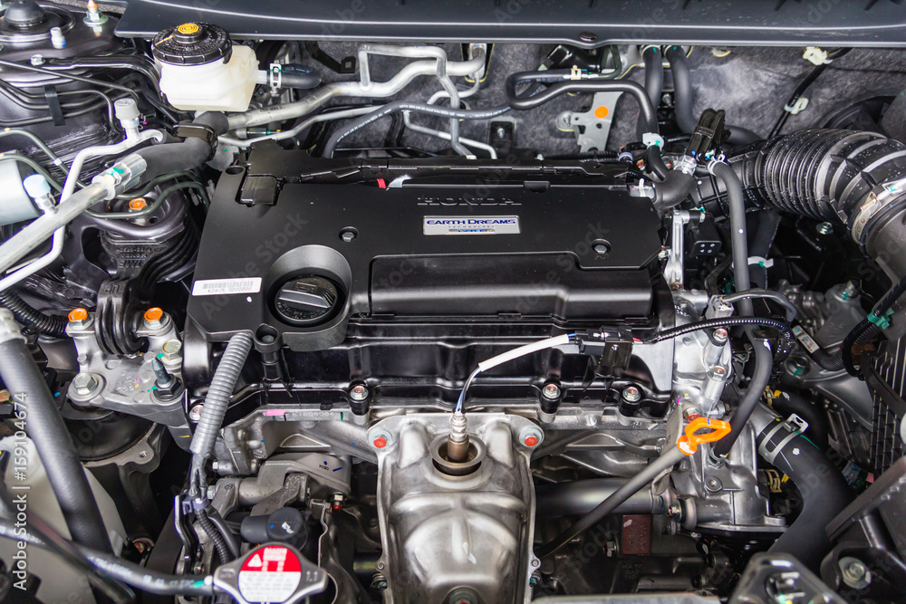 Close up detail of new car engine Close up detail of new car engine