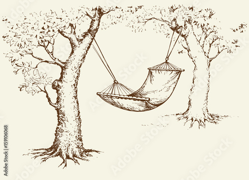 Hammock on tree. Vector illustration