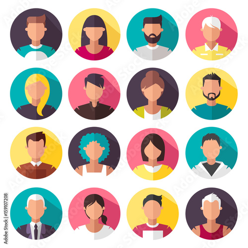 Set of colorful vector icons. people photo