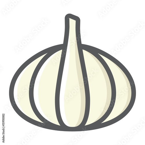 Garlic colorful line icon, vegetable and diet, vector graphics, a filled pattern on a white background, eps 10.